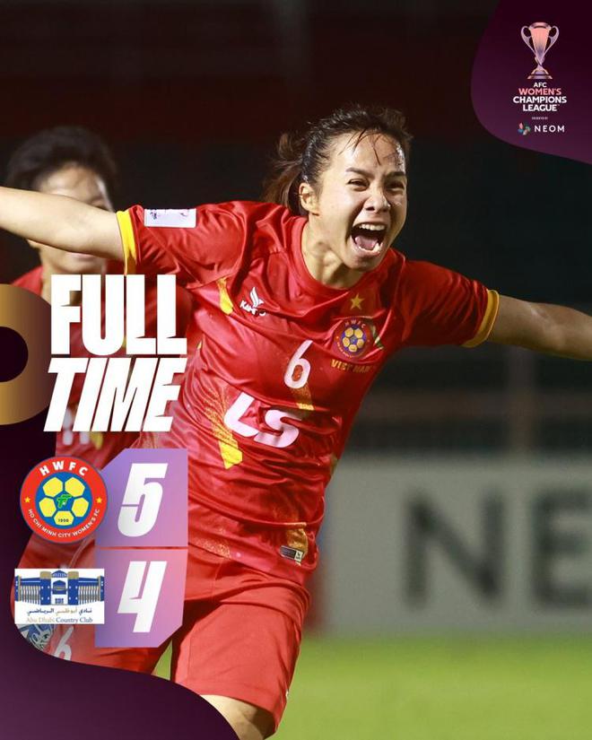 女足亞冠八強賽：胡志明隊下半場連入五球，5-4大逆轉勝阿布扎比。