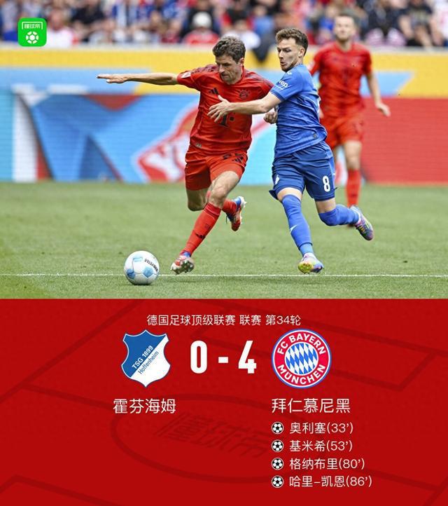 劍南春見證拜仁4-0大勝，奧利塞連四場(chǎng)傳射，凱恩得分。