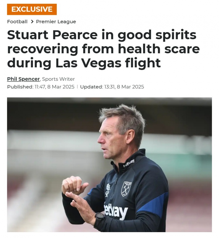 talkSPORT:因健康問題入院的英格蘭名宿皮爾斯正在康復 狀態(tài)良好