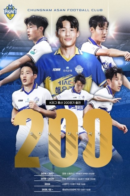 孫準浩完成K聯(lián)賽200場里程碑,貢獻26球34助