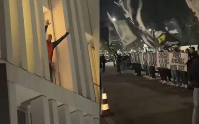 都體:尤文球迷來(lái)到酒店外支持新主帥,圖多爾向球迷們揮手致意