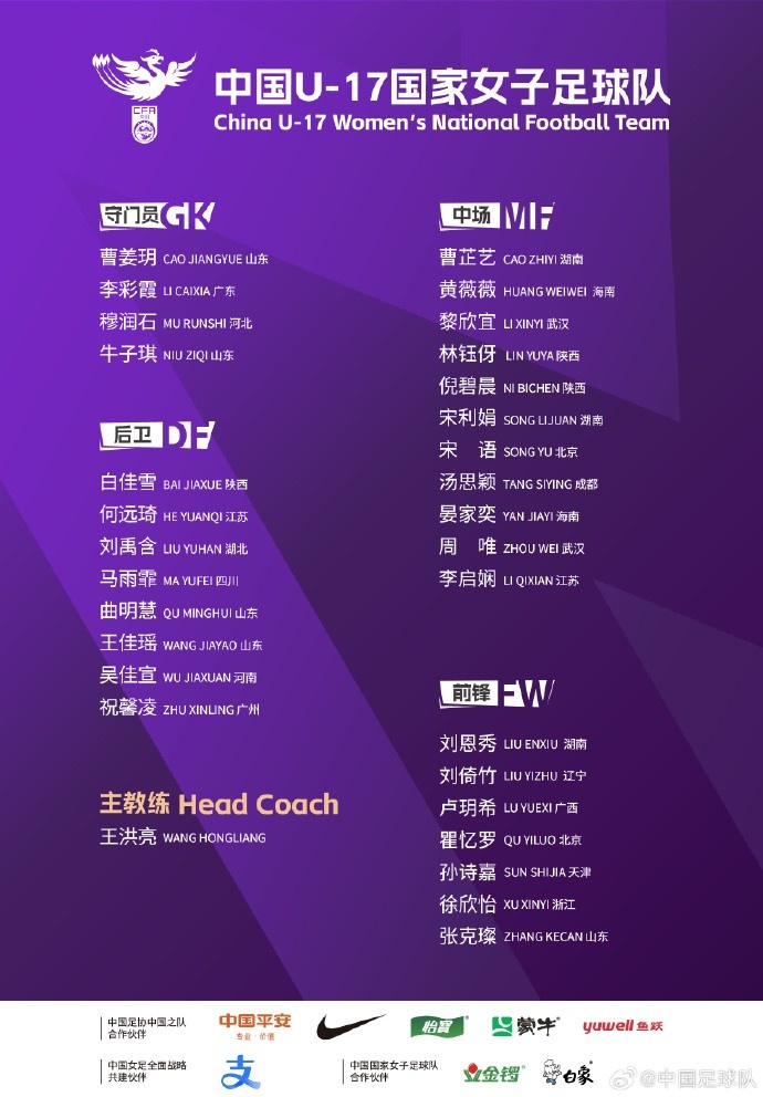 U17女足30人將在蘇州集訓備戰世界杯,姜寧、朱挺擔任訓練員