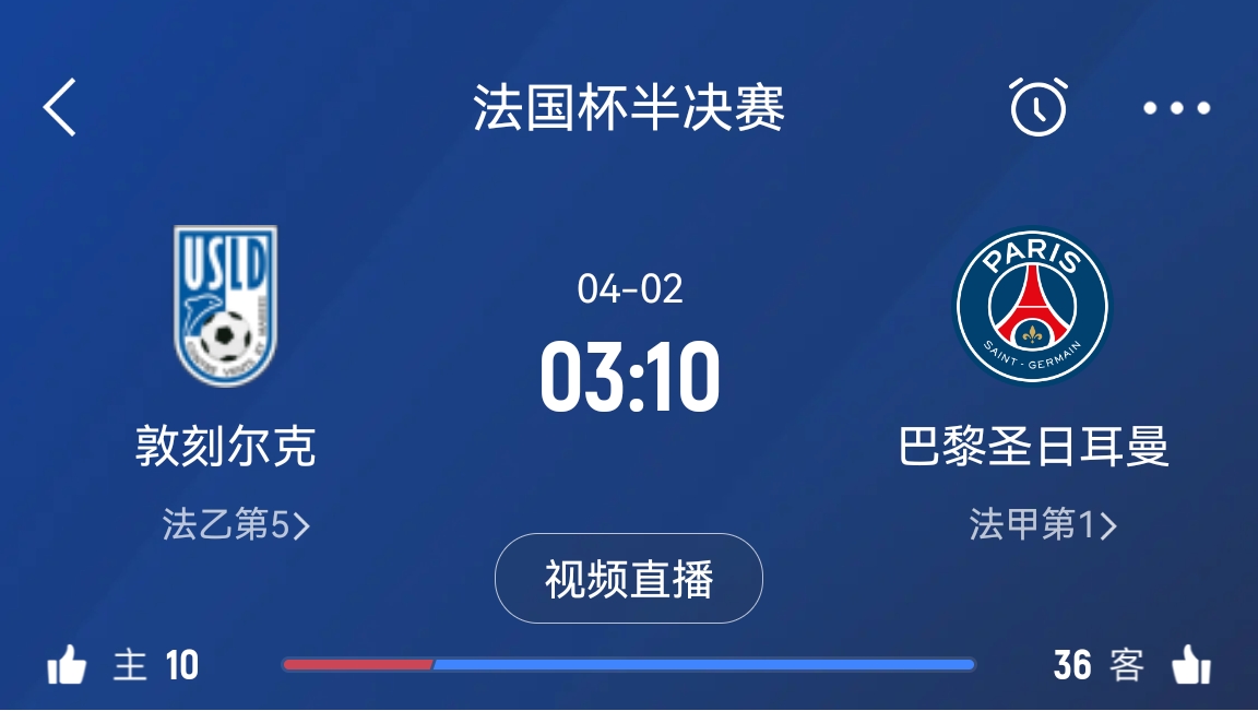 繼續(xù)大撤退?法國(guó)杯半決賽敦刻爾克挑戰(zhàn)巴黎,此前連續(xù)逆轉(zhuǎn)法甲隊(duì)