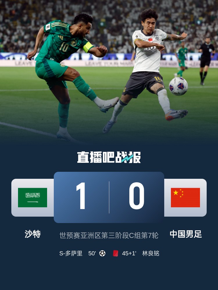 1-0小勝國足終結沙特在18強賽191天的進球荒,上次進球也是戰國足